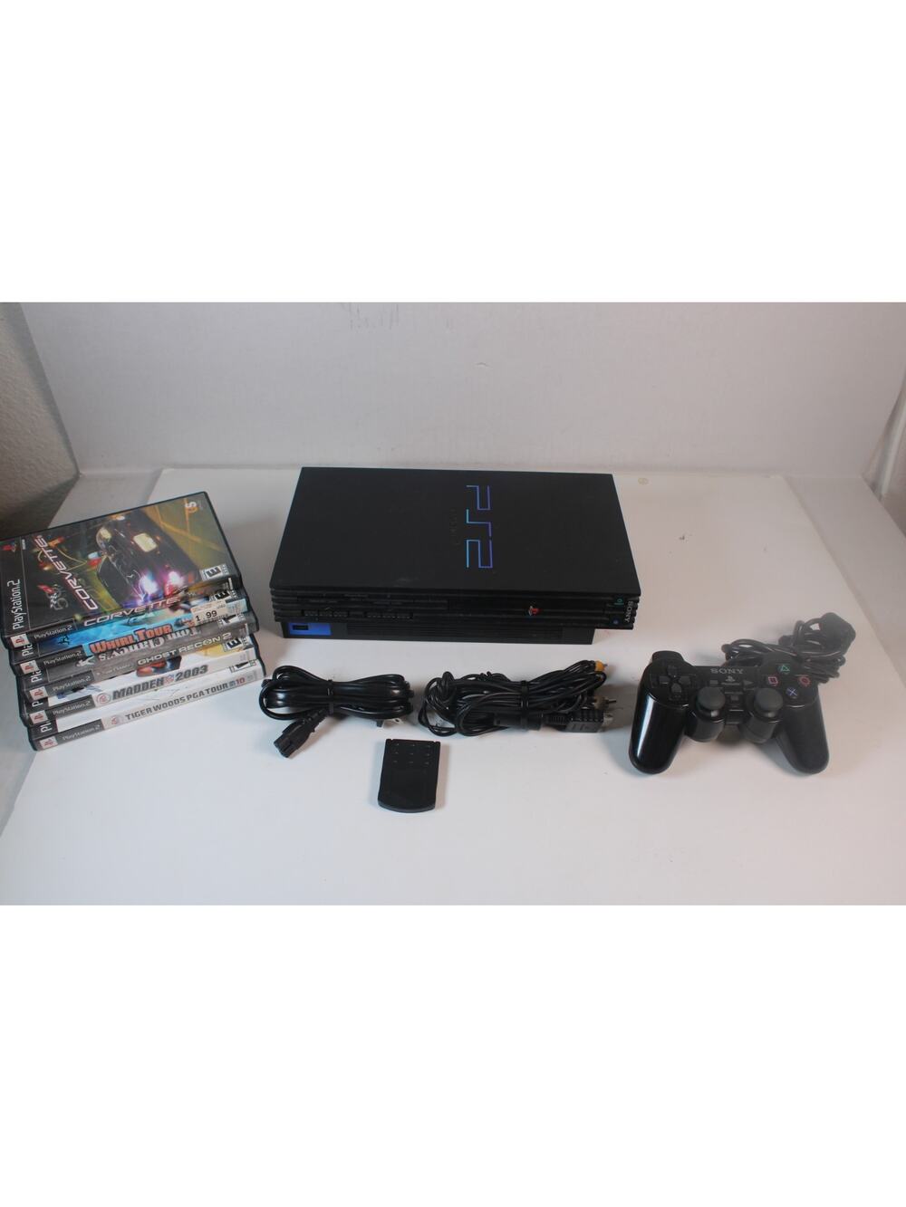 Sony PlayStation 2 PS2 Black Console bundle, SCPH-50001, 5 games, memory card